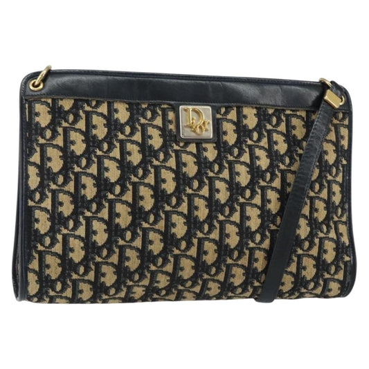 Christian Dior Vintage Trotter Shoulder Bag Canvas, NAVY, CANVAS, Shoulder bag