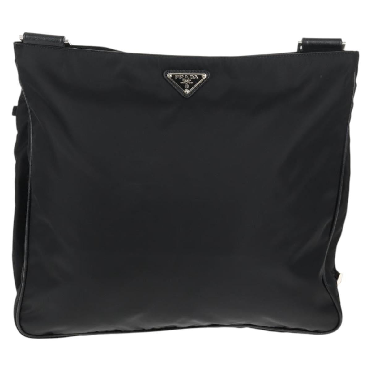 Prada Zip Messenger Quilted Tessuto, BLACK, NYLON, Shoulder bag