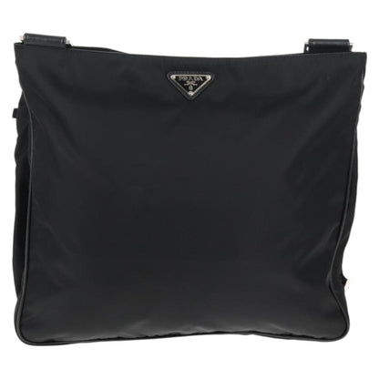 Prada Zip Messenger Quilted Tessuto, BLACK, NYLON, Shoulder bag
