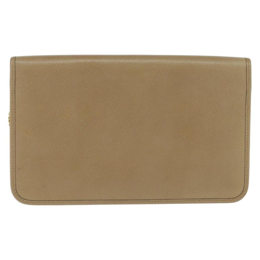 Christian Dior Vintage Chain Flap Shoulder Bag Leather, BEIGE, LEATHER, Shoulder bag