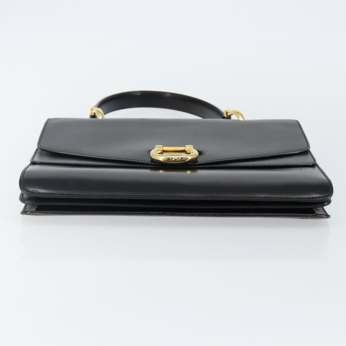 Celine Vintage Top Handle Bag Glazed Leather, BLACK, LEATHER, Handbag