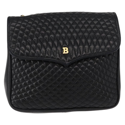 Bally Vintage Chain Shoulder Bag Quilted Leather, Black, Leather, Shoulder Bag