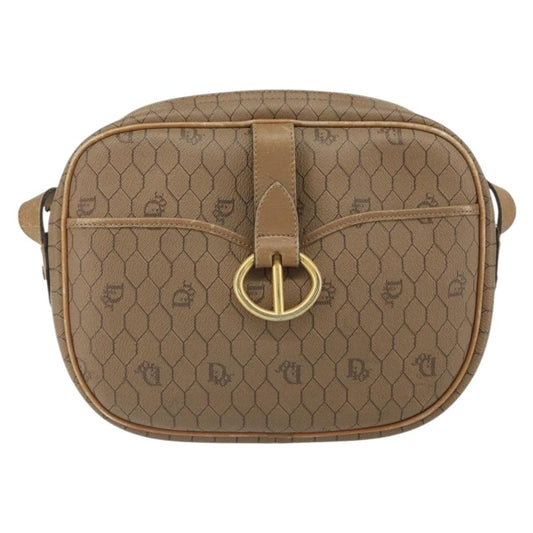 Christian Dior Vintage Honeycomb Shoulder Bag Canvas and Leather, BEIGE, CANVAS, Shoulder bag