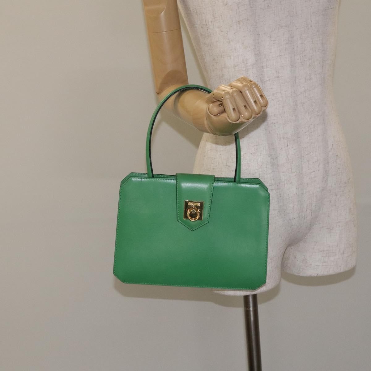 Celine Handbag Leather, GREEN, LEATHER, Handbag
