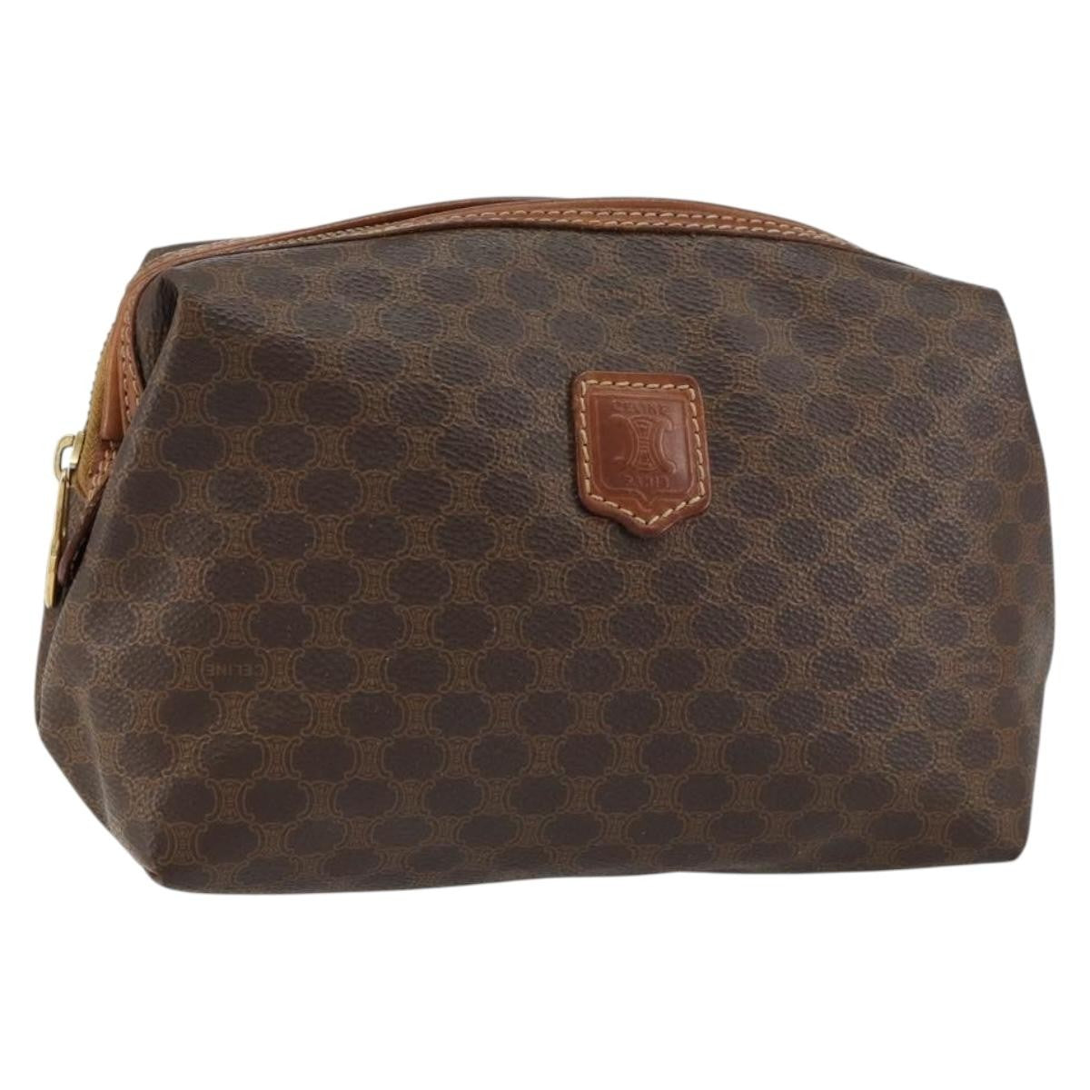 Celine Macadam Pochette Canvas and Leather, BROWN, CANVAS, Clutche & pouche