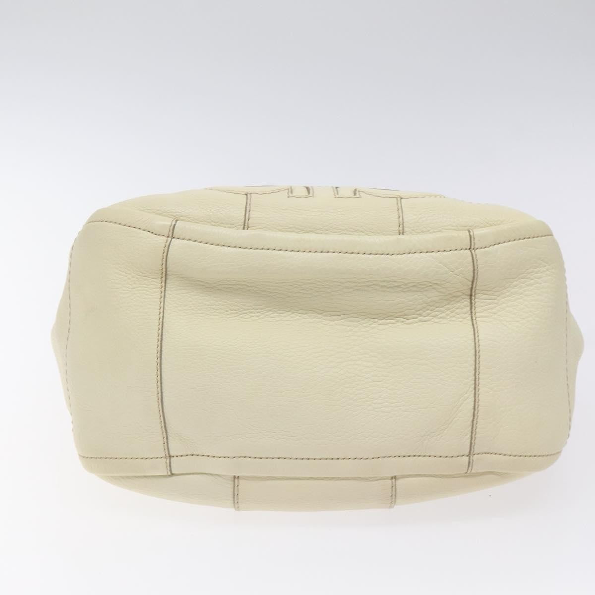 Salvatore Ferragamo Gancini Hobo Stitched Leather, WHITE, LEATHER, Handbag