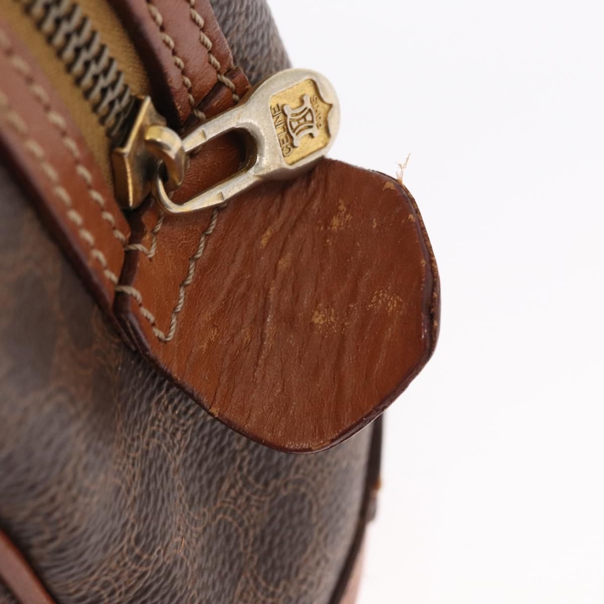 Celine Vintage Macadam Handbag Canvas and Leather, BROWN, CANVAS, Handbag