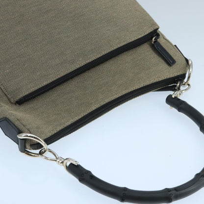 Gucci Vintage Bamboo Handle Tote Canvas, BEIGE, CANVAS, Shoulder bag