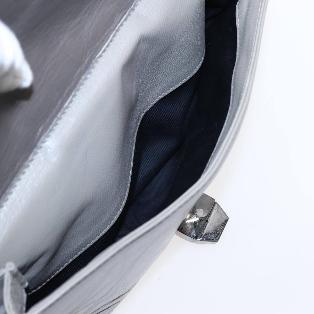 Balenciaga Cherche Midi Chain Shoulder Bag Leather, GRAY, LEATHER, Shoulder bag