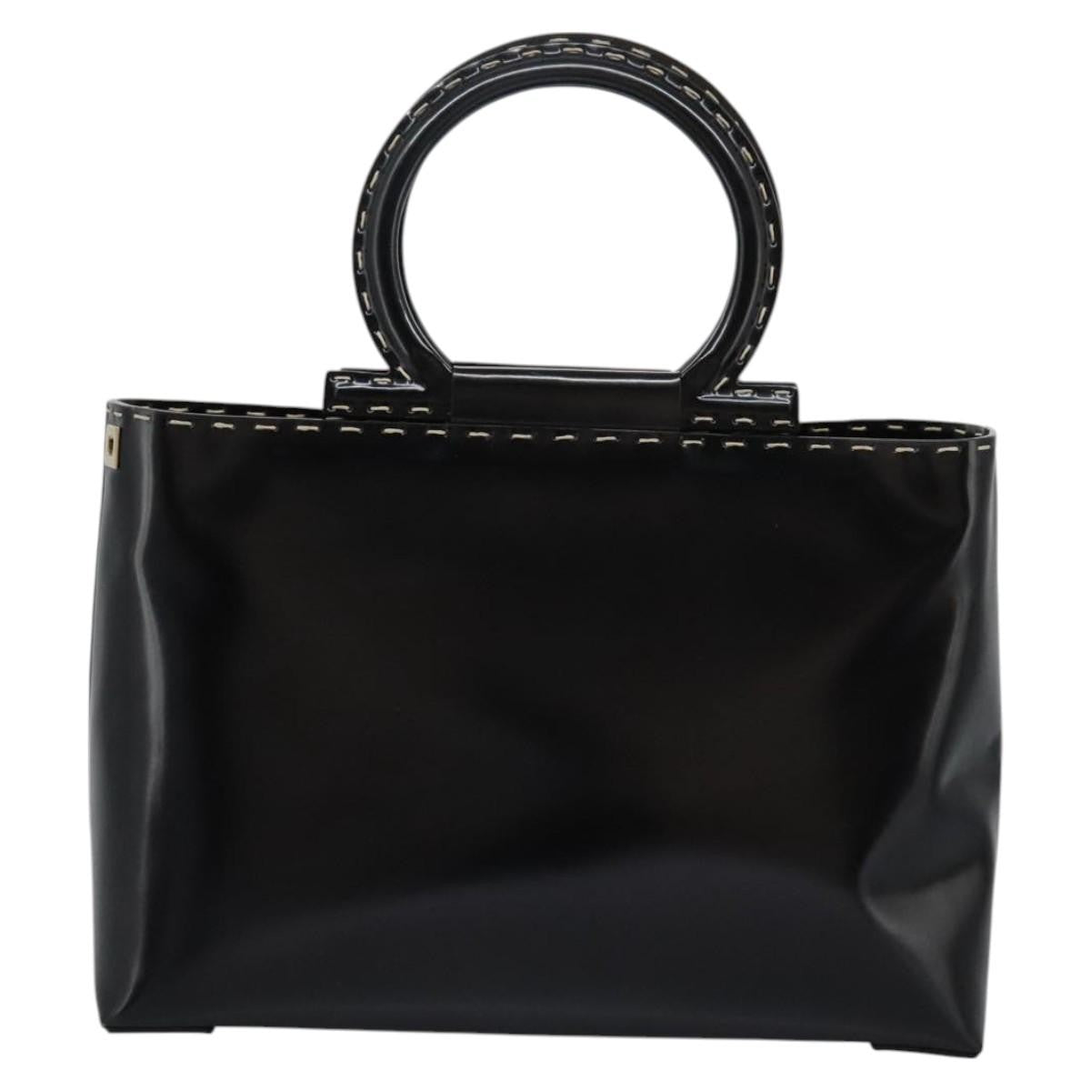 Salvatore Ferragamo Gancini handbag Patent leather, BLACK, PATENT_LEATHER, Handbag