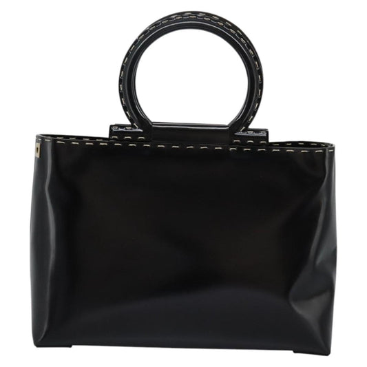 Salvatore Ferragamo Gancini handbag Patent leather, BLACK, PATENT_LEATHER, Handbag