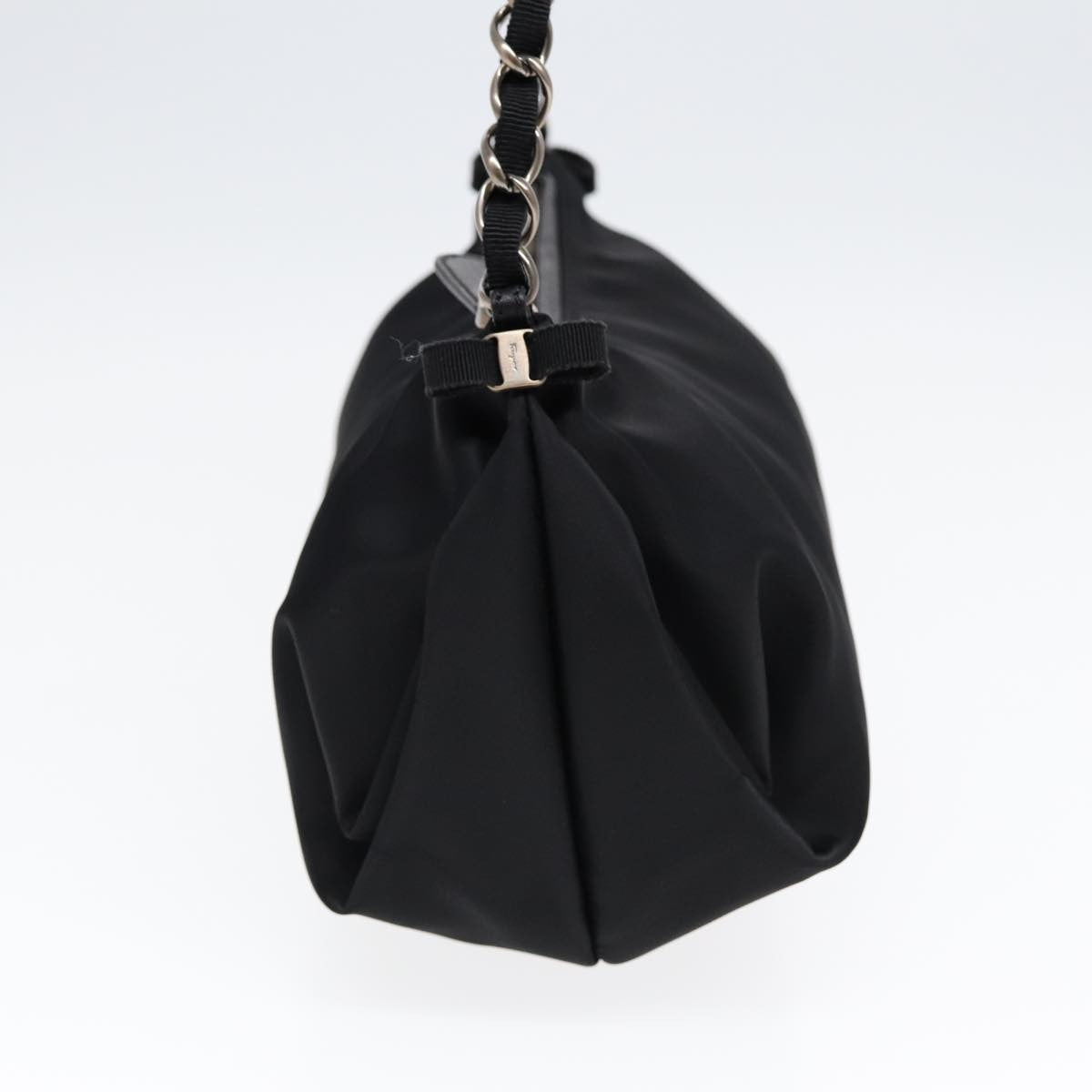 Salvatore Ferragamo Vintage Chain Shoulder Bag Nylon, BLACK, NYLON, Shoulder bag