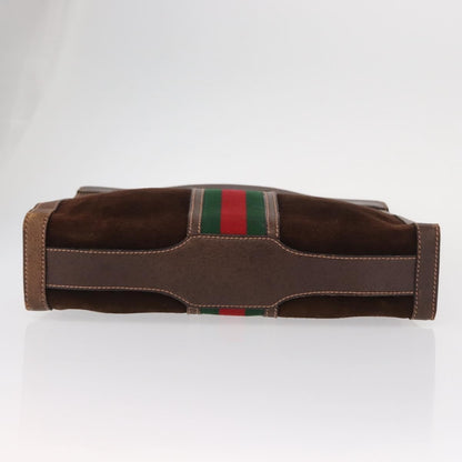 Gucci Vintage Web Sherry Line Handbag Suede, BROWN, SUEDE, Handbag