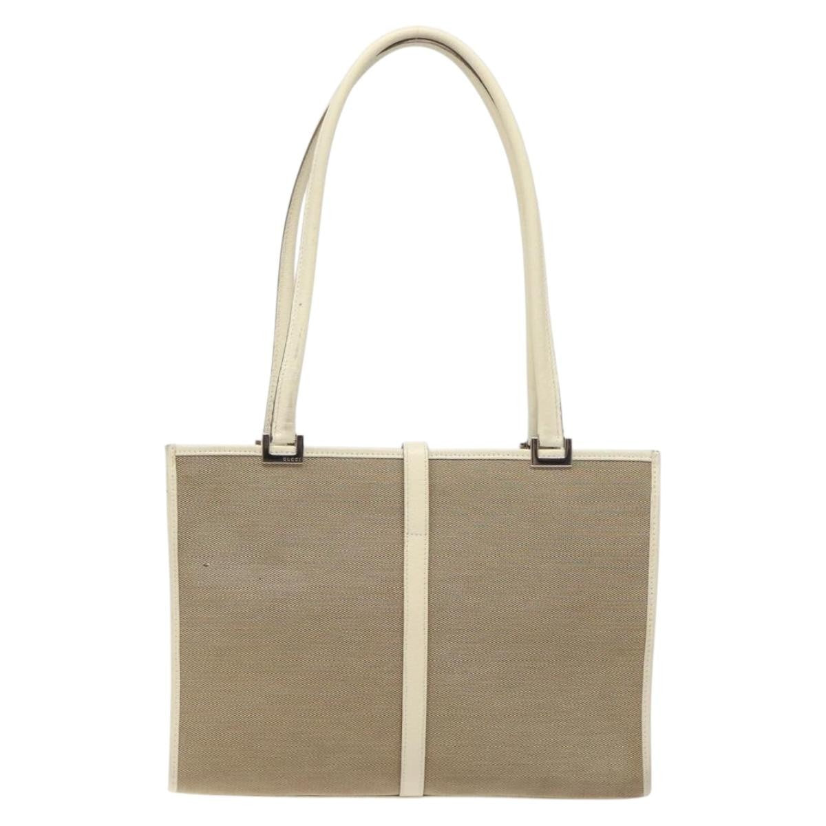 Gucci Vintage Jackie Handbag Canvas, BEIGE, CANVAS, Handbag
