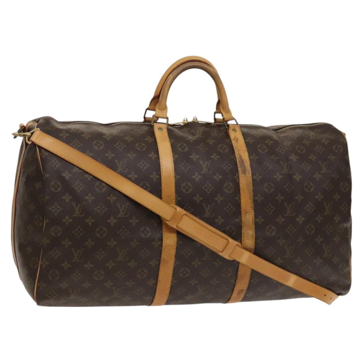 Louis Vuitton Keepall Bandouliere Bag Monogram Canvas, BROWN, CANVAS, Travel bag