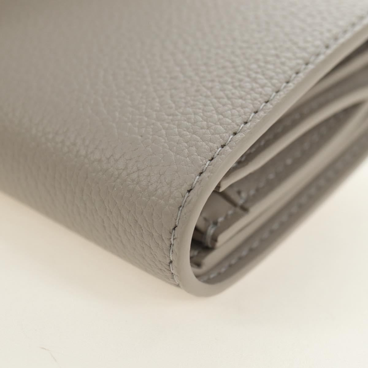 Celine Triomphe Trifold Wallet Leather, Beige, Leather, Wallet