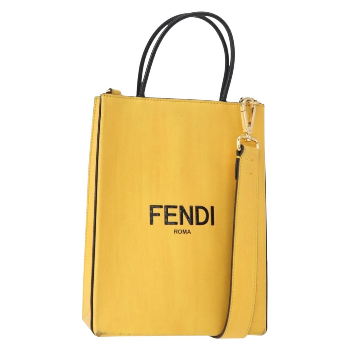 Fendi Pack Shopping Tote Leather, YELLOW, LEATHER, Handbag