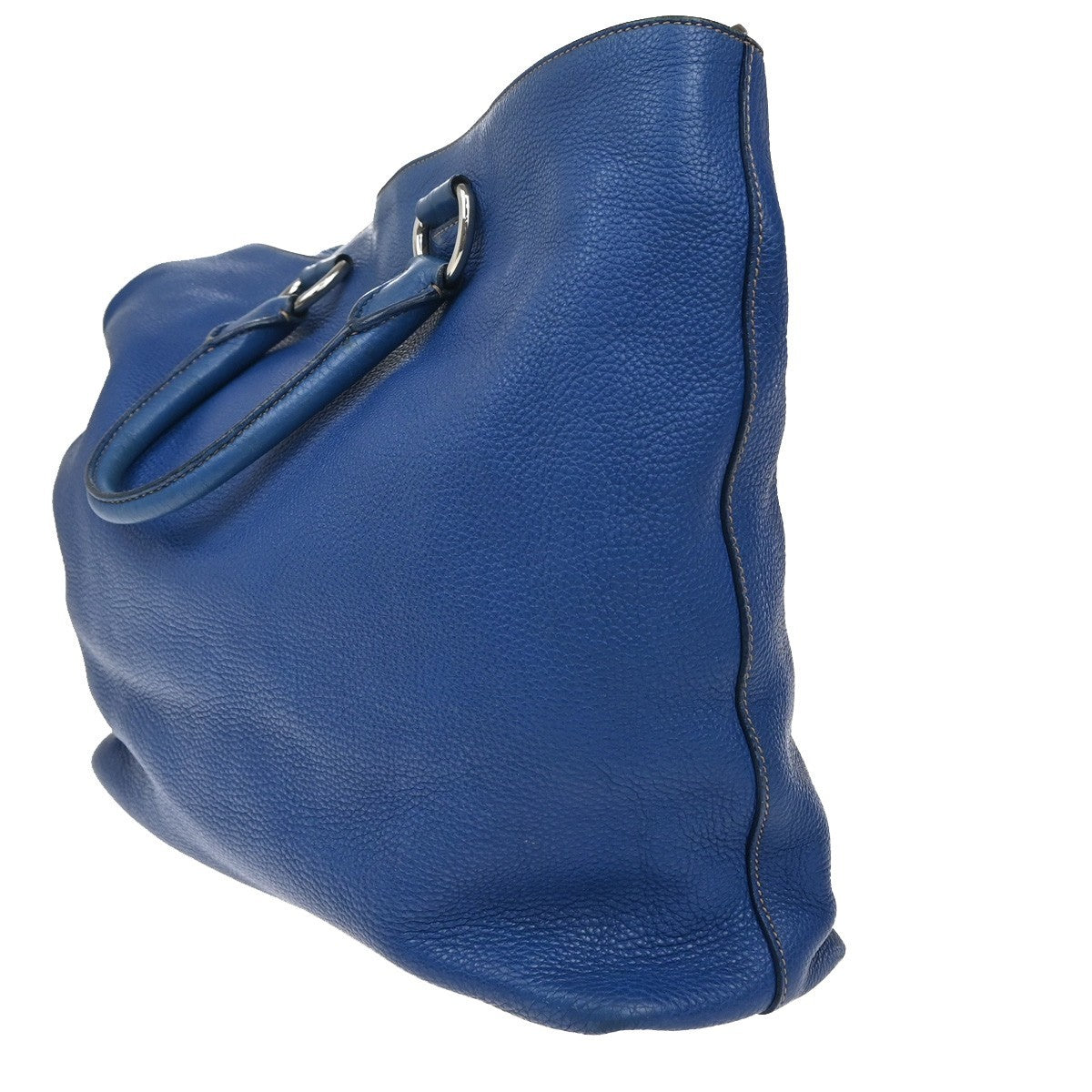 Prada Vintage Tote Leather, BLUE, LEATHER, Tote bag