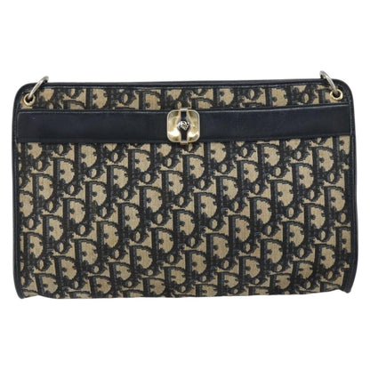 Christian Dior Vintage Trotter Shoulder Bag Canvas, NAVY, CANVAS, Shoulder bag
