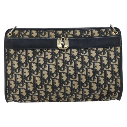 Christian Dior Vintage Trotter Shoulder Bag Canvas, NAVY, CANVAS, Shoulder bag