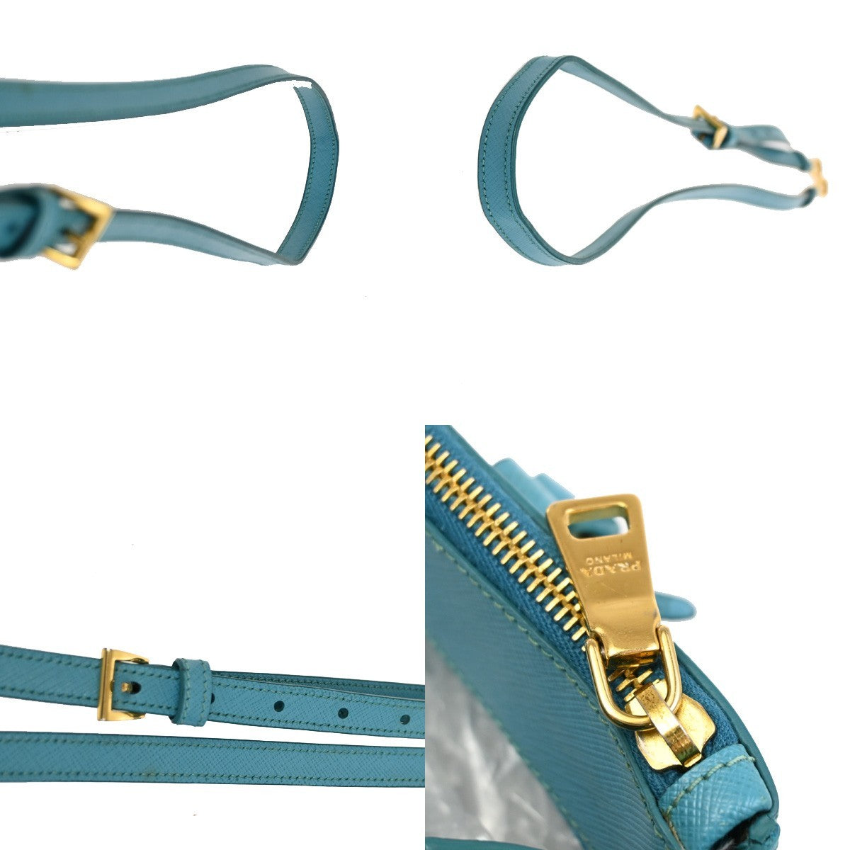 Prada Double Zip Lux Tote Saffiano Leather, BLUE, LEATHER, Tote bag