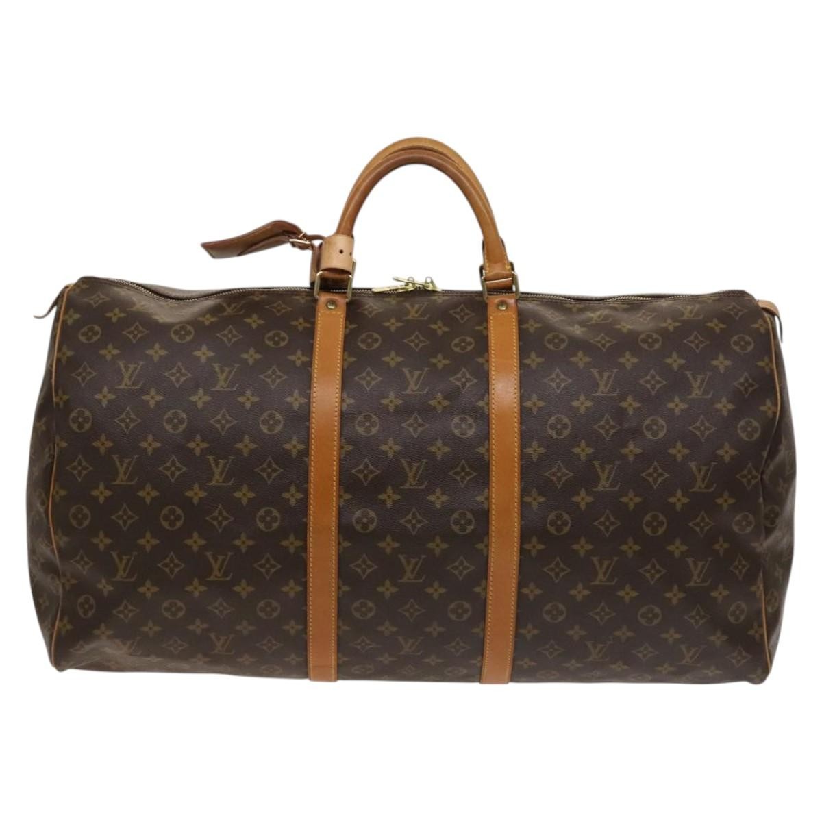 Louis Vuitton Keepall Bag Monogram Canvas, BROWN, CANVAS, Travel bag