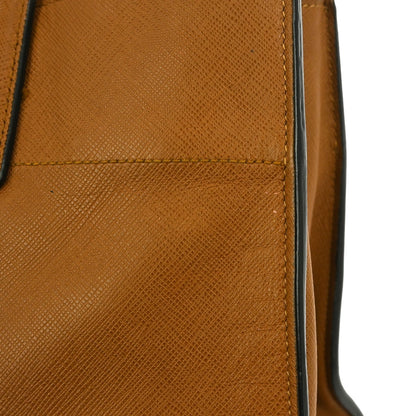 Prada Soft Triple Pocket Convertible Tote Saffiano Leather, BROWN, LEATHER, Tote bag
