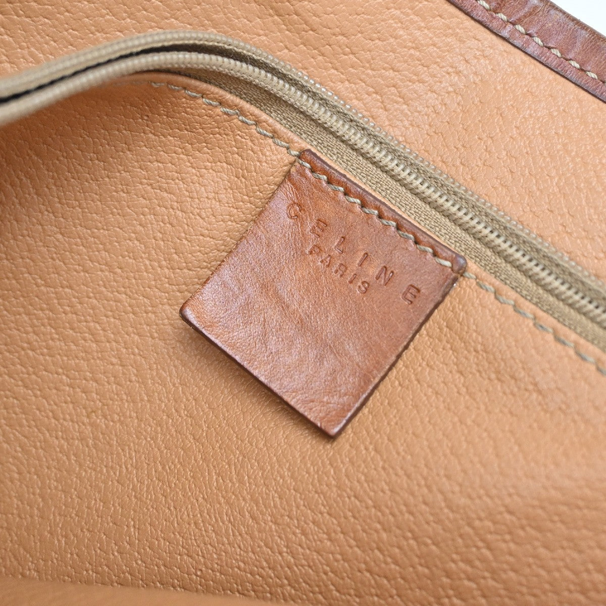 Celine Vintage Macadam Tote bag Canvas and Leather, BROWN, PVC, Tote bag