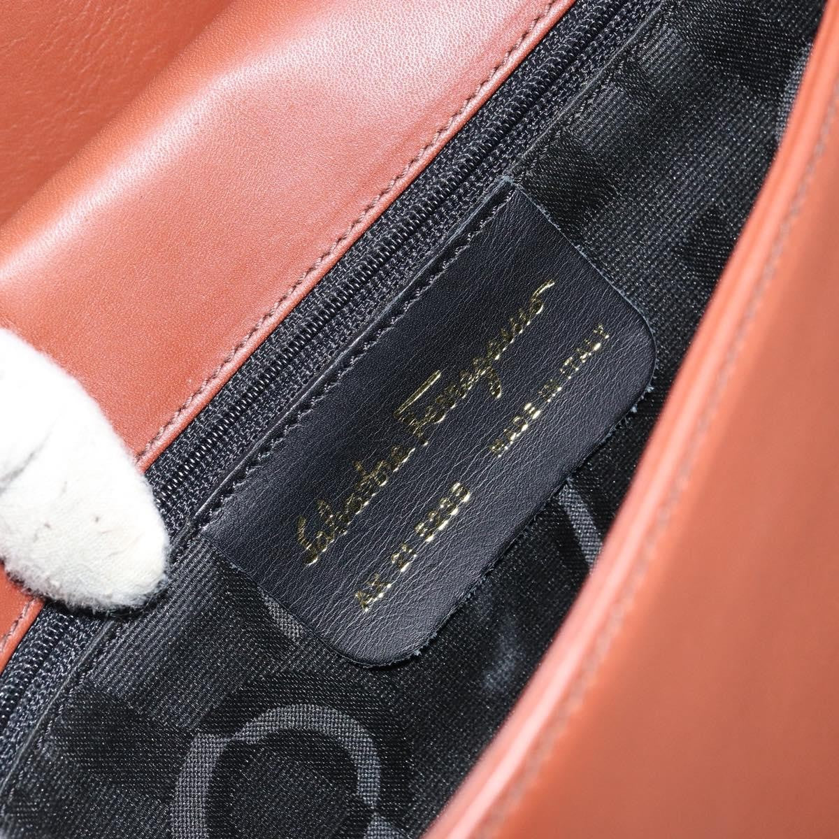 Salvatore Ferragamo Gancini Shoulder Bag Leather, BROWN, LEATHER, Shoulder bag