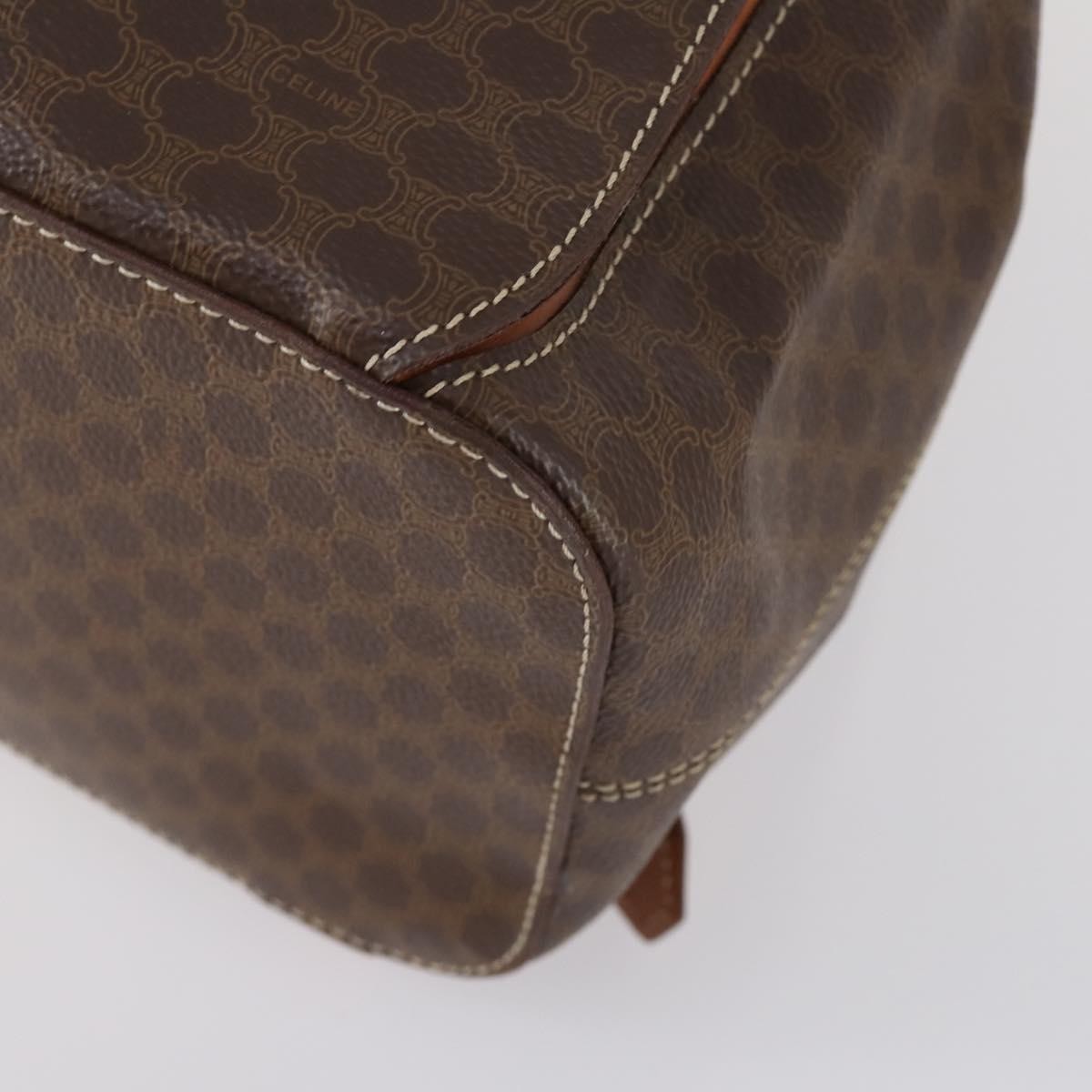 Celine Vintage Macadam Backpack Canvas and Leather, BROWN, CANVAS, Backpack