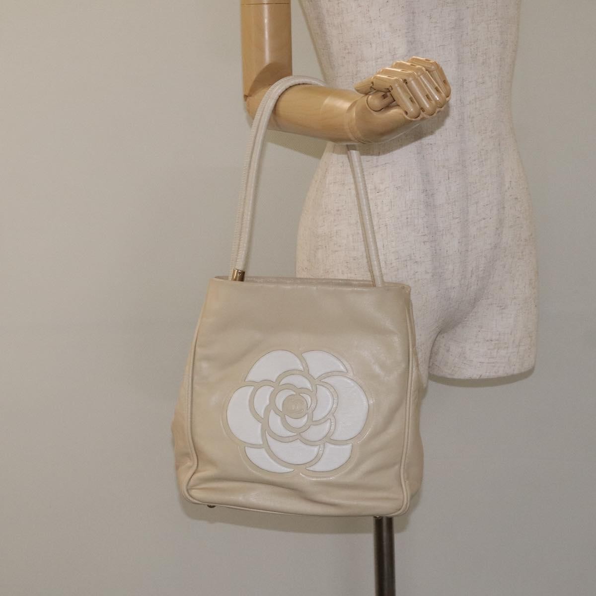 Chanel Camellia Tote Leather, BEIGE, LEATHER, Tote bag