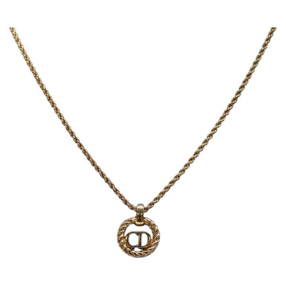 Christian Dior CD Round Pendant Necklace Metal, GOLD, METAL, Necklace