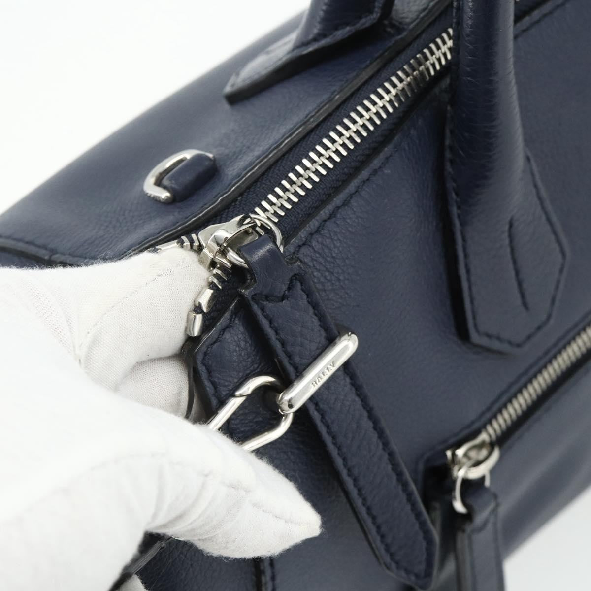 Bally Vintage Handbag Leather, Navy, Leather, Handbag