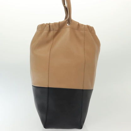 Celine Bicolor Drawstring Cabas Tote Leather, BEIGE, LEATHER, Tote bag