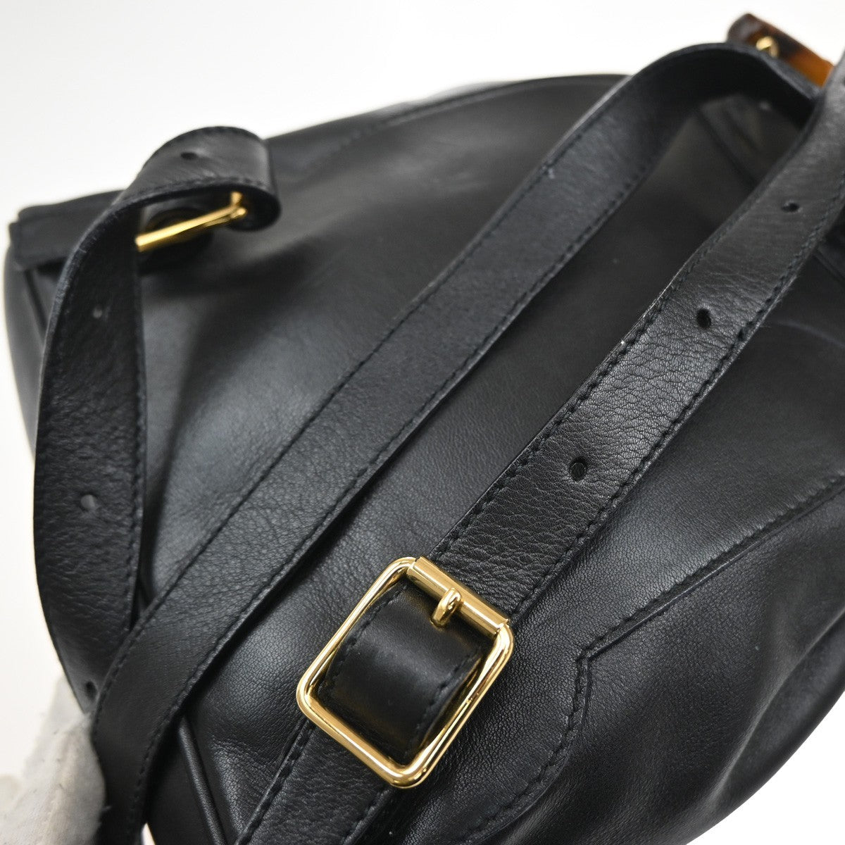 Gucci Vintage Bamboo Backpack Leather, BLACK, LEATHER, Backpack