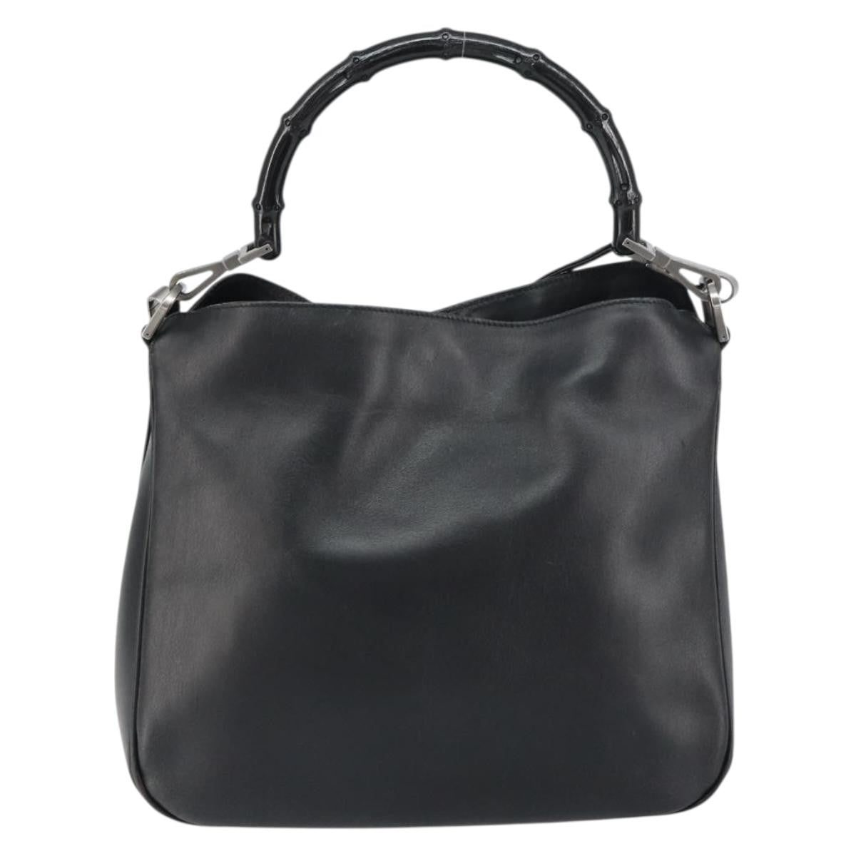 Gucci Vintage Bamboo Shoulder Bag Leather, BLACK, LEATHER, Shoulder bag