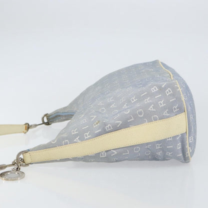 Bvlgari Logomania Shoulder Bag Canvas with Leather, BLUE, CANVAS, Shoulder bag