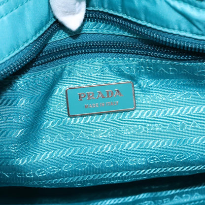 Prada Bow Convertible Tote Tessuto, TURQUOISE, NYLON, Tote bag