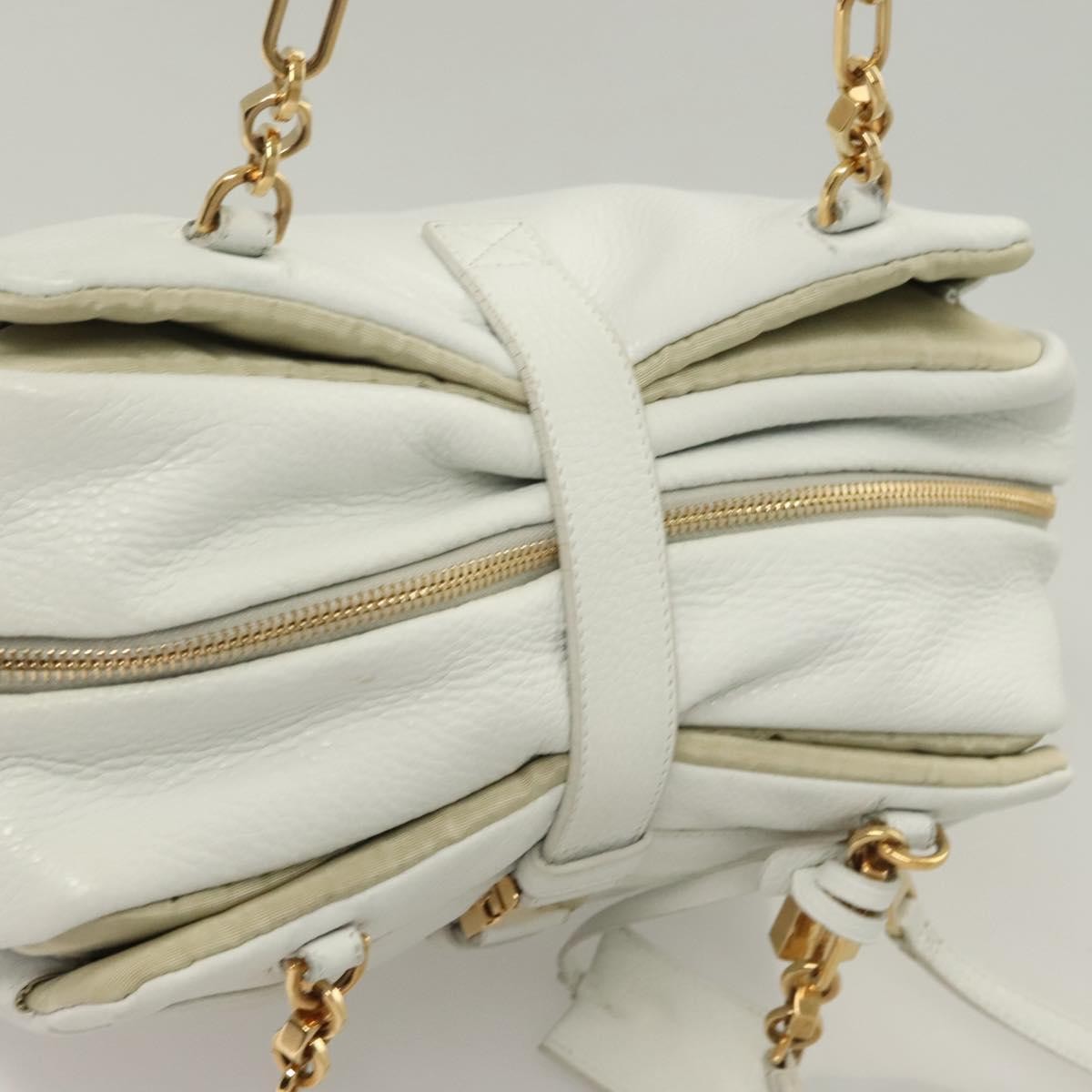 Loewe Chain Roller Handbag Leather, WHITE, LEATHER, Shoulder bag