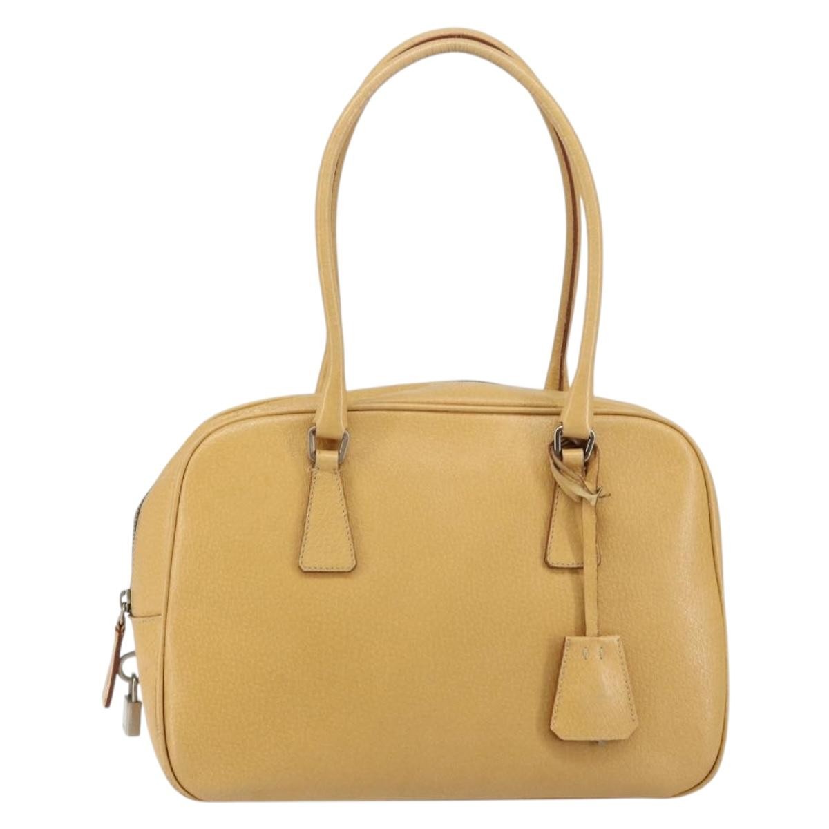 Prada Bauletto Bag Leather, BEIGE, LEATHER, Shoulder bag