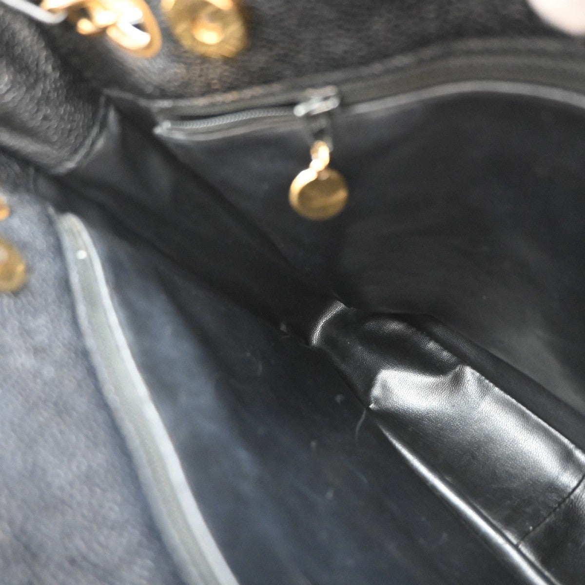 Chanel Vintage Front Pocket Shoulder Bag Leather, BLACK, CALFSKIN, Shoulder bag