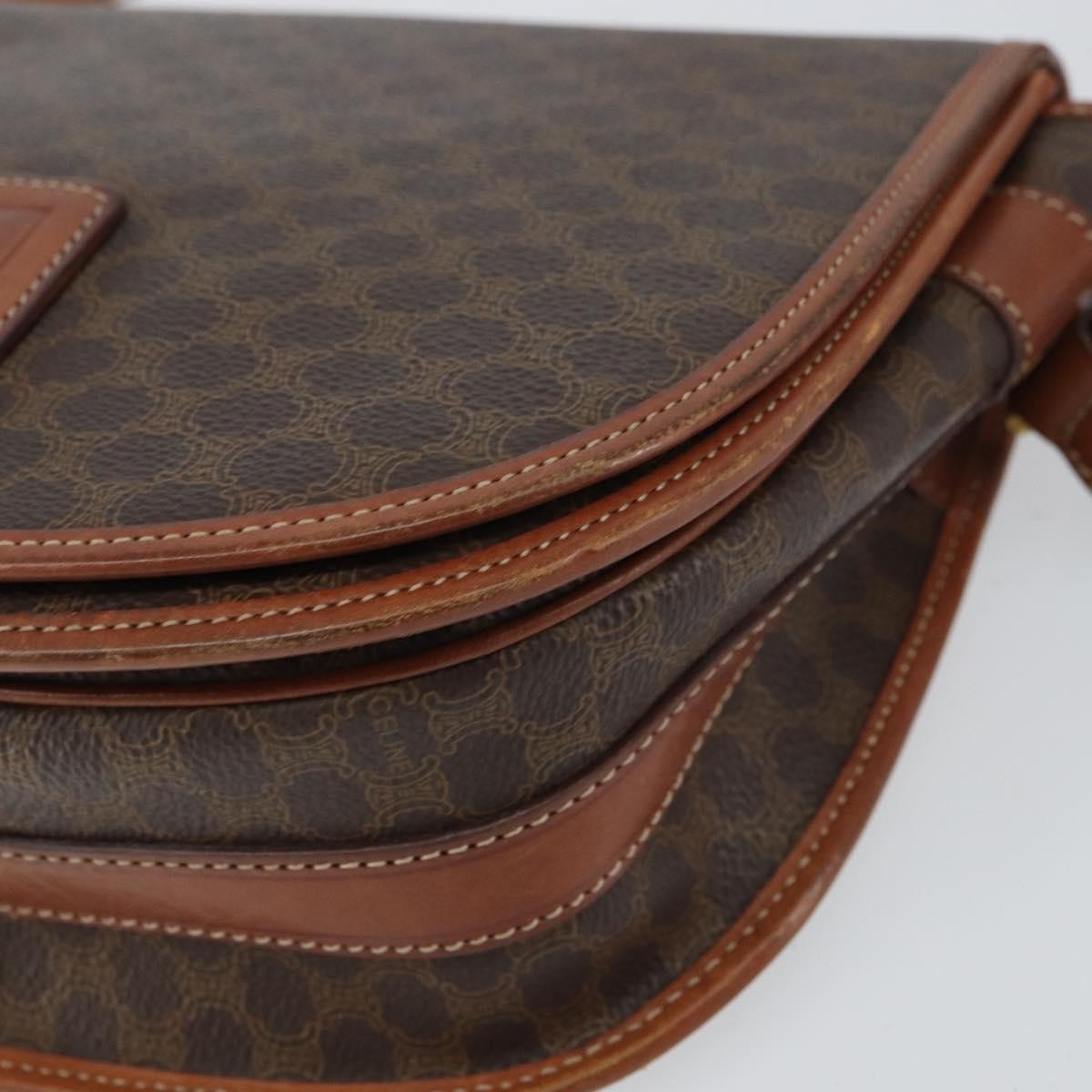 Celine Macadam Shoulder Bag PVC Leather, BROWN, PVC, Shoulder bag