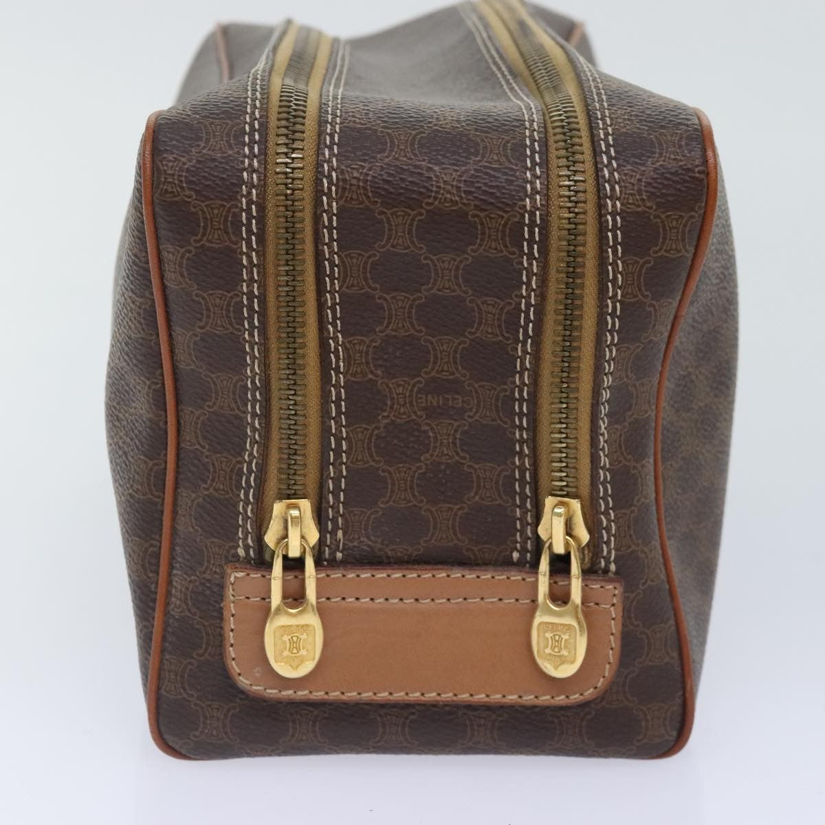 Celine Macadam Pochette Canvas and Leather, BROWN, CANVAS, Clutche & pouche