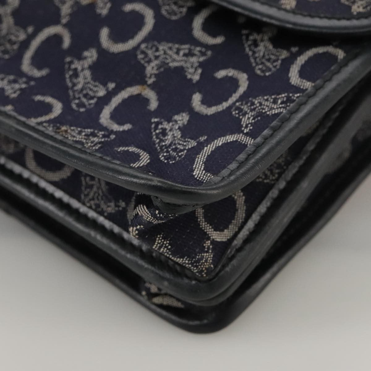 Celine C Sulky Handbag Canvas, NAVY, CANVAS, Handbag