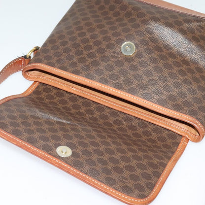 Celine Vintage Macadam Shoulder Bag Canvas and Leather, BROWN, CANVAS, Shoulder bag