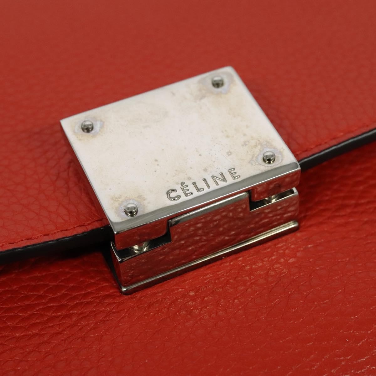 Celine Trapeze Bag Leather with Suede, RED, LEATHER, Handbag