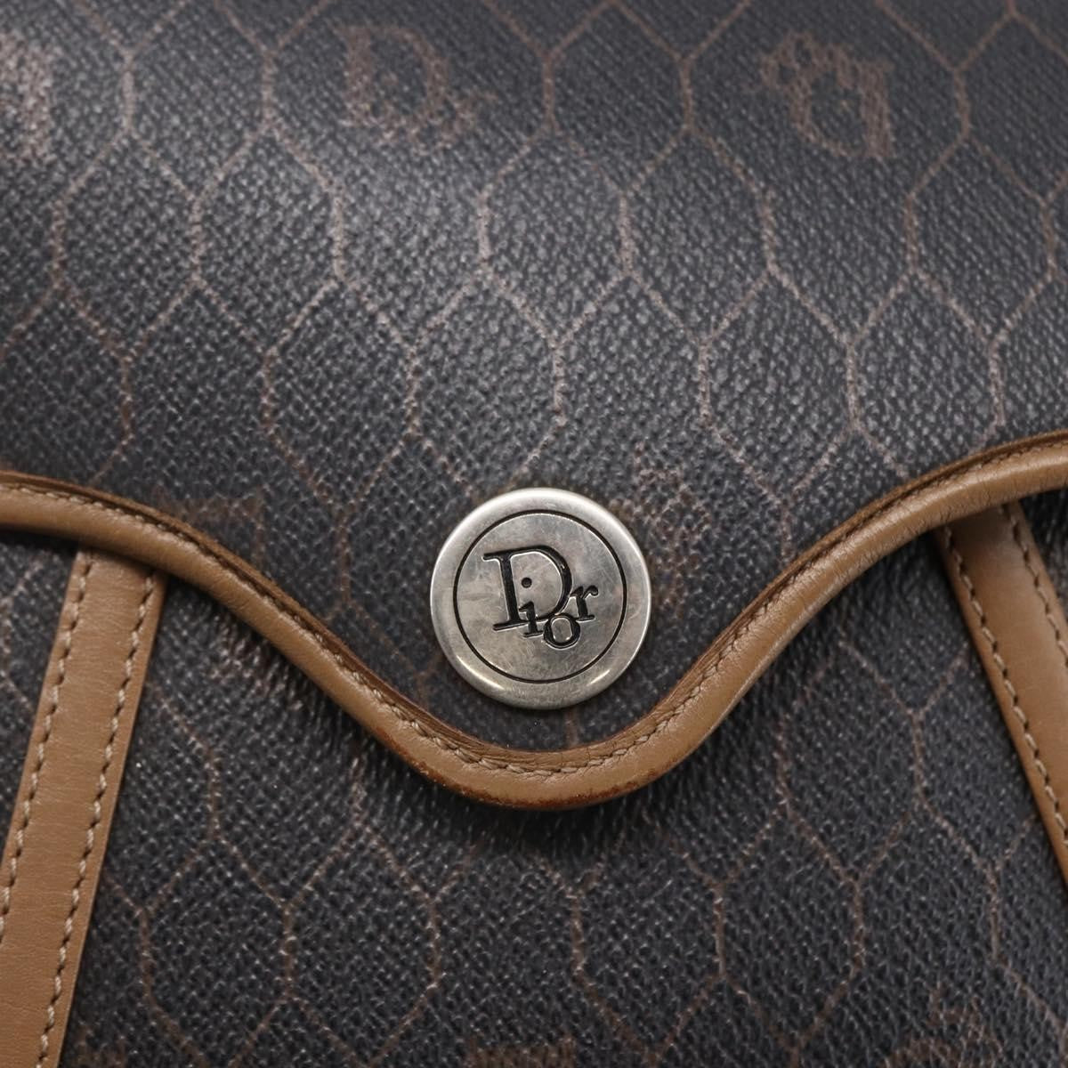 Christian Dior Vintage Honeycomb Flap Crossbody Bag Canvas and Leather, BLACK, CANVAS, Shoulder bag