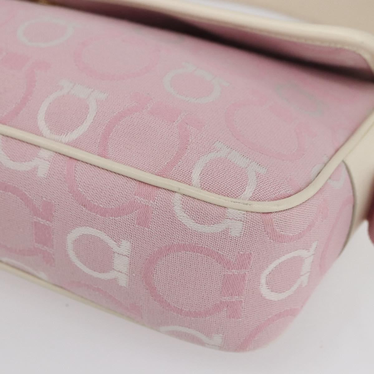 Salvatore Ferragamo Gancini Shoulder Bag Canvas, PINK, CANVAS, Shoulder bag