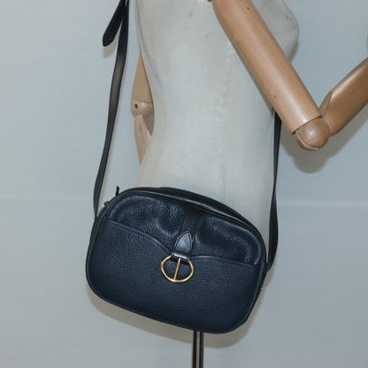 Christian Dior Vintage Flap Crossbody Bag Leather, NAVY, LEATHER, Shoulder bag