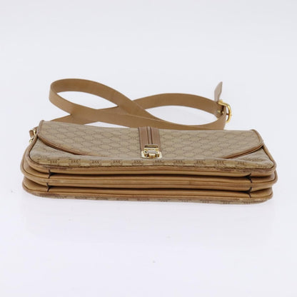 Celine Vintage Macadam Shoulder Bag Canvas and Leather, BEIGE, CANVAS, Shoulder bag